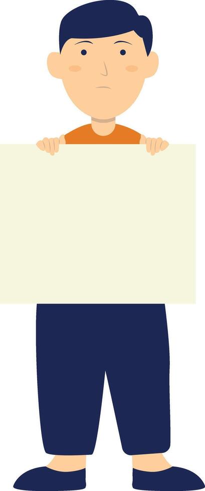 Person Holding Banner with Flat Design. vector