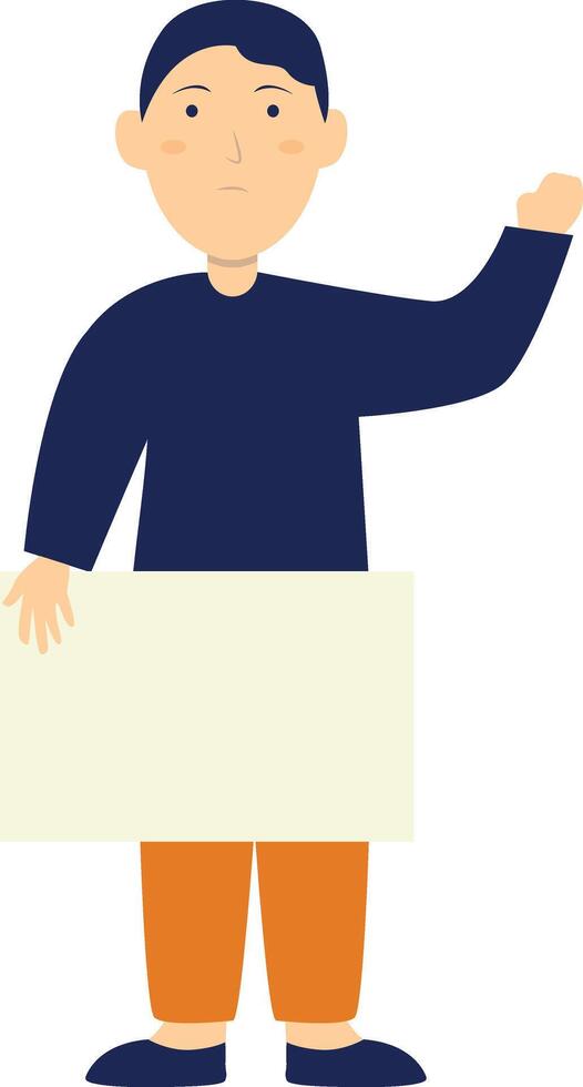 Person Holding Banner in Cartoon Design. vector