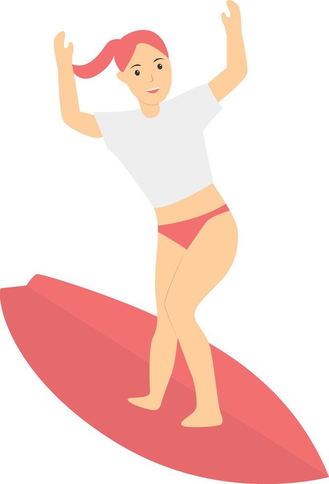 Surfing Person Character in Cartoon Design vector