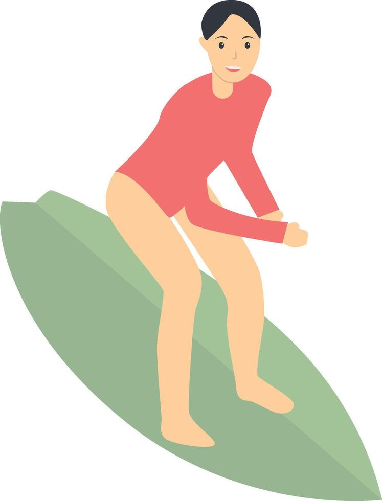 Surfing Person Character on White Background vector