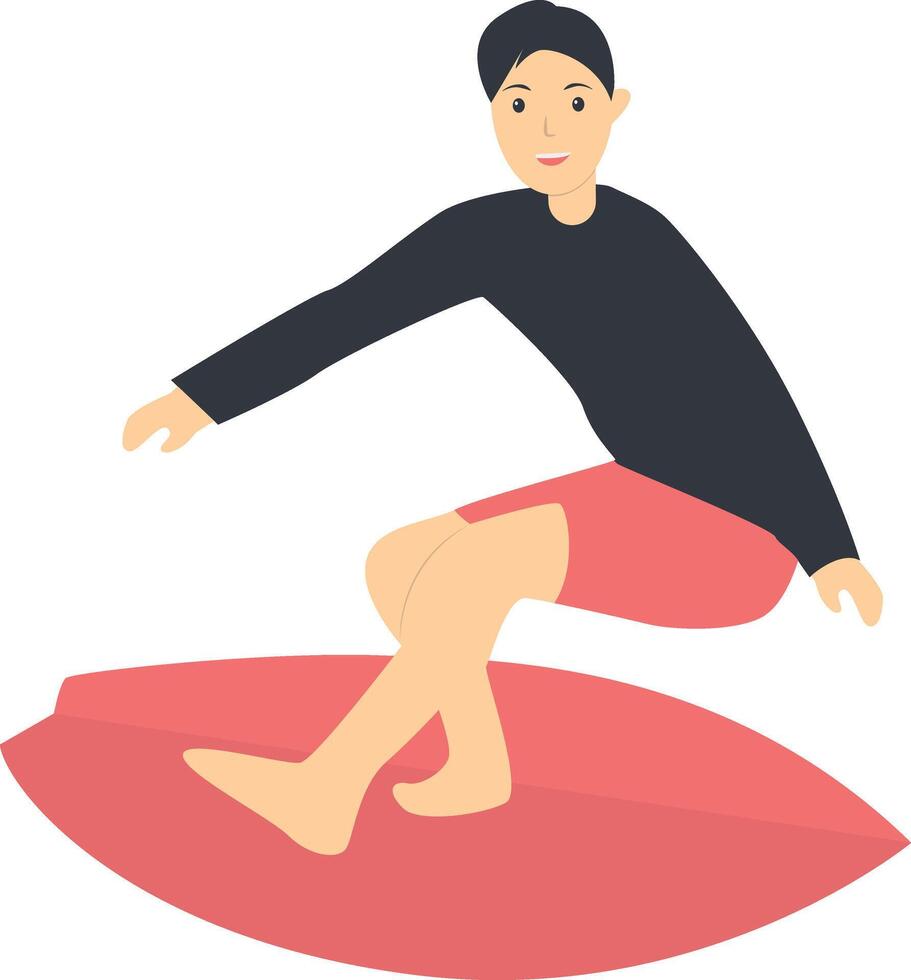 Surfing Person Character with Flat Design. vector
