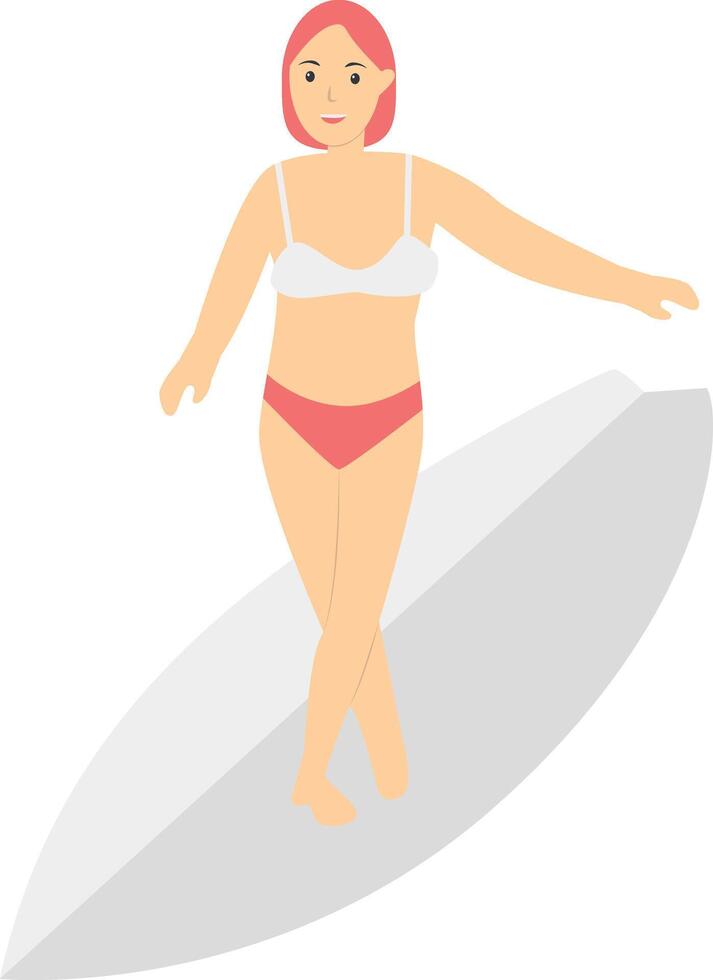 Surfing Person Character Isolated on White Background vector
