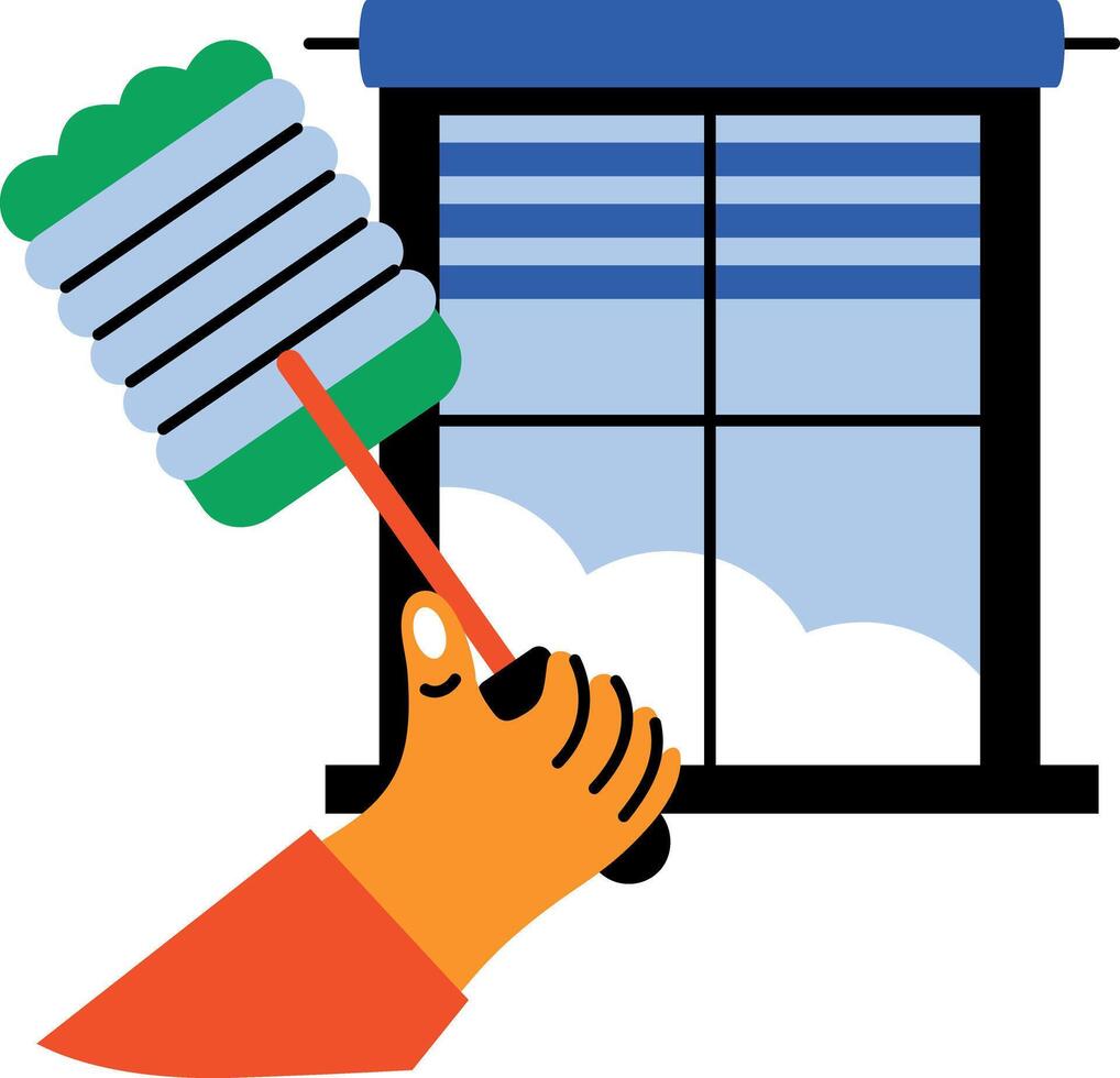 Cleaning blinds with hands icon in flat style vector