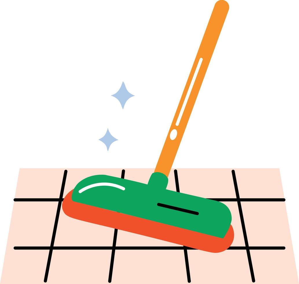 Floor cleaning with mop, flat style icon vector