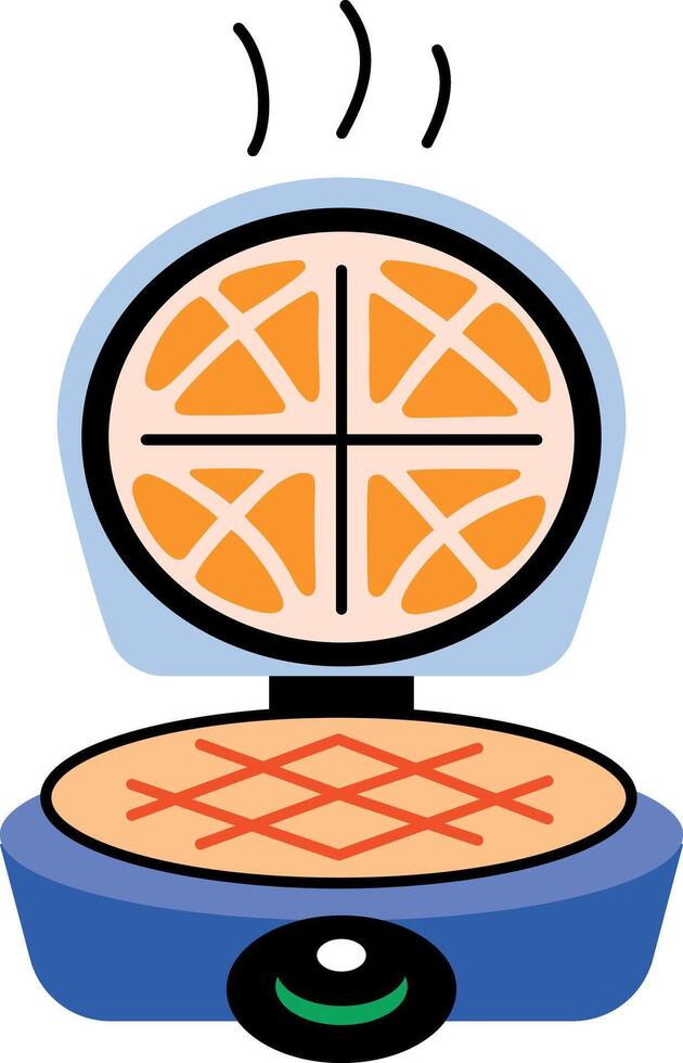 Waffle maker machine icon in flat style vector