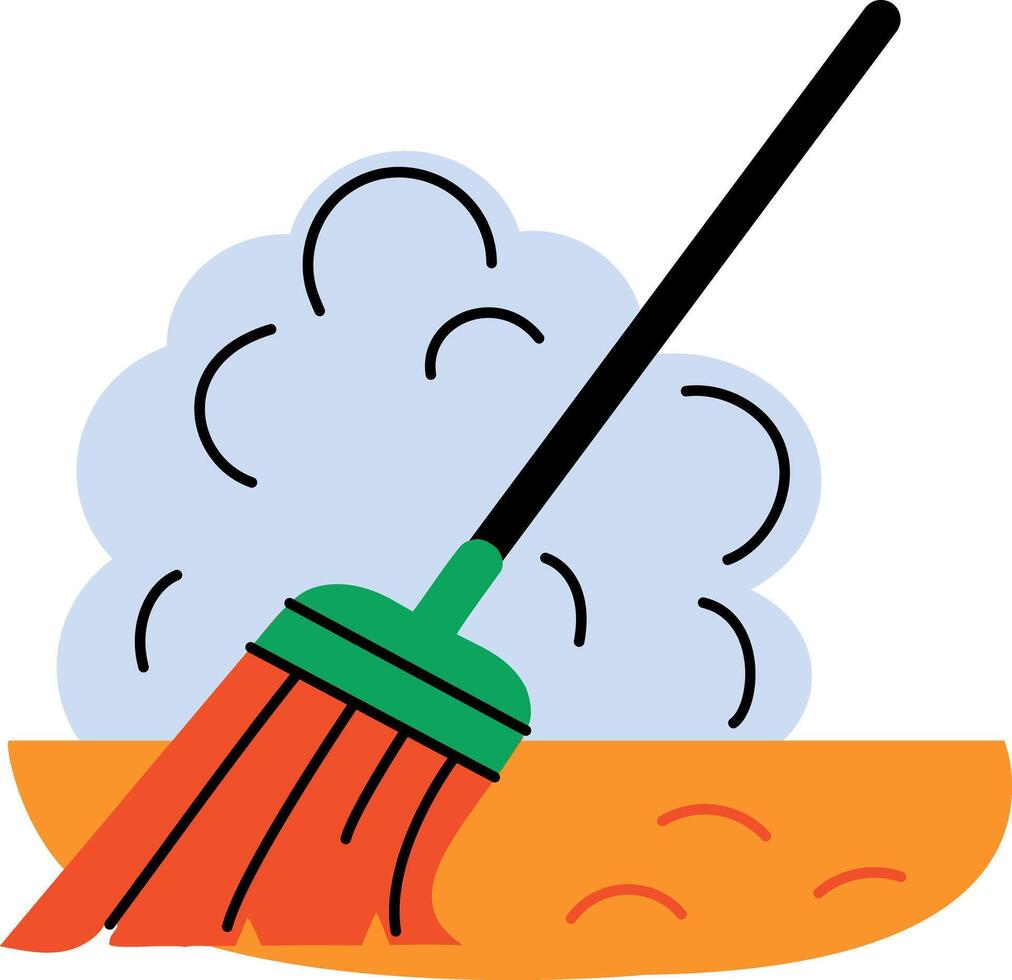 Sweeping broom icon in flat style vector