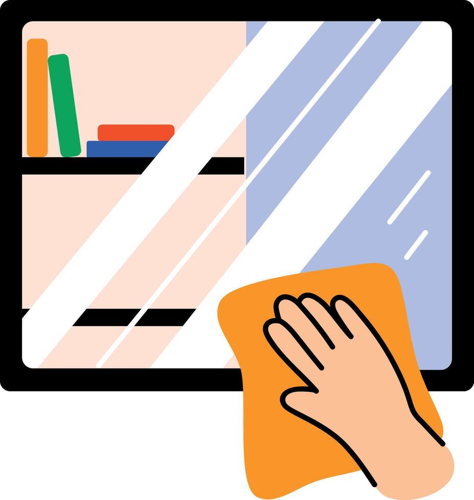 Wiping window with hand, flat style icon vector