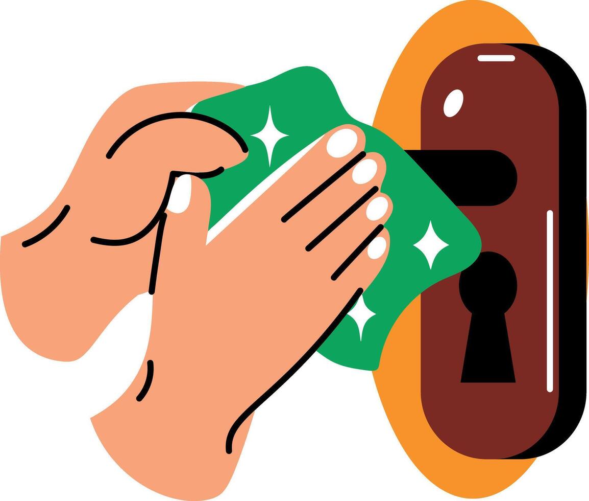 Wiping door handle icon in flat style vector