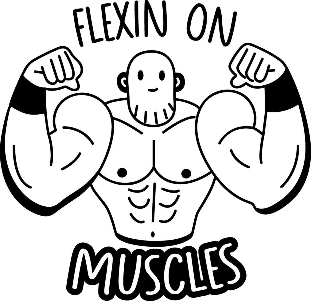 A glyph sticker of a character with strong muscles vector