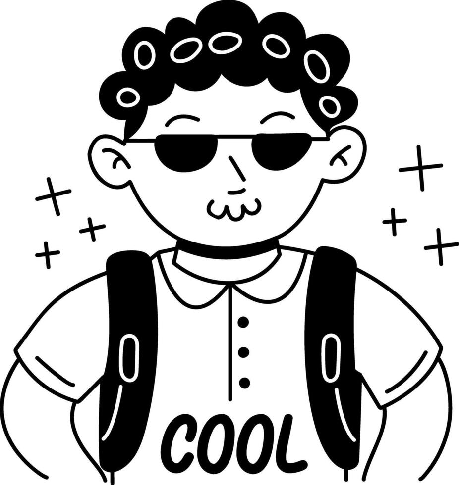 A glyph sticker of a cool character wearing glasses vector
