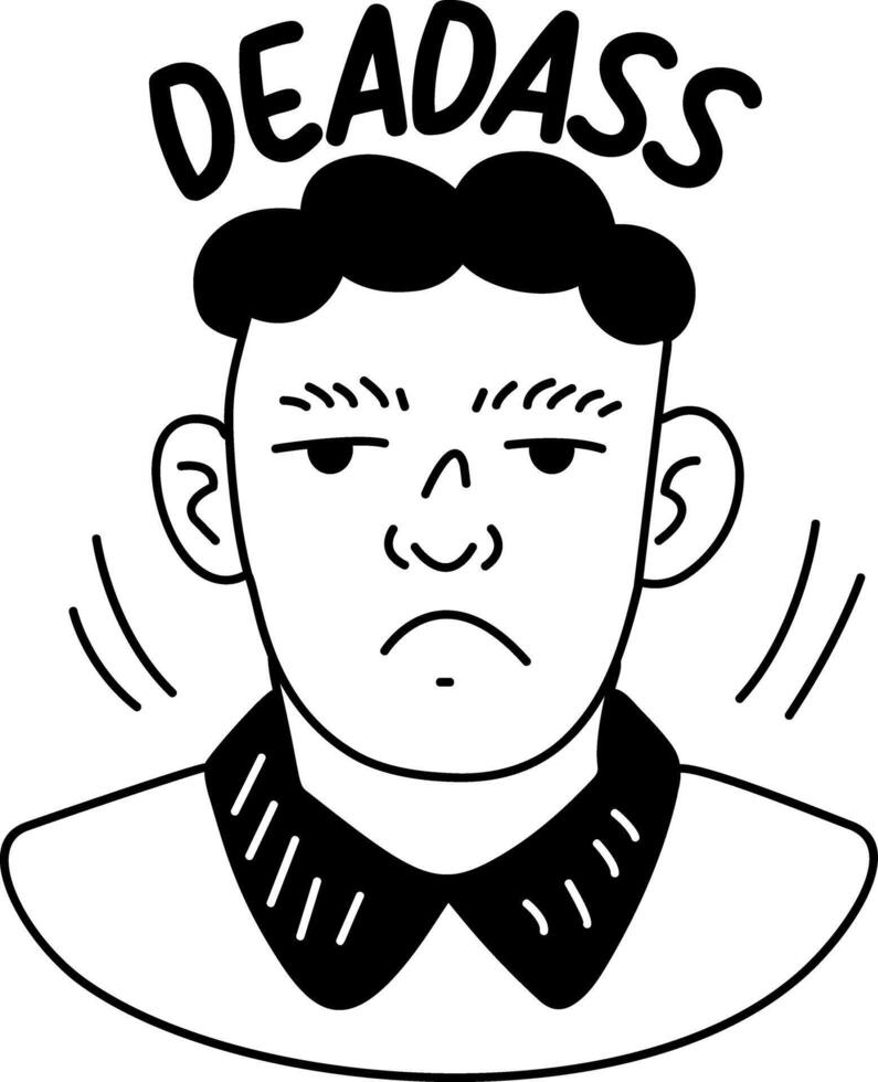 A glyph sticker of dead serious character vector