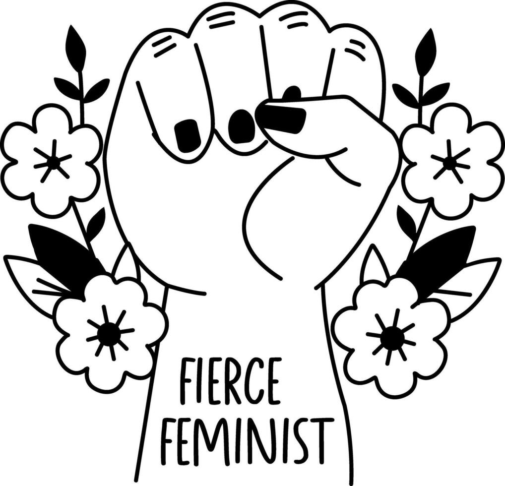 Fierce feminist typography, a glyph style sticker vector