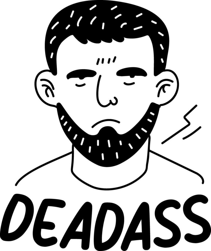 A glyph sticker of a serious character with slang vector