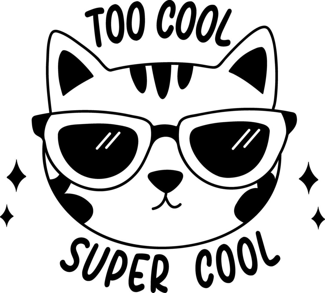 A glyph sticker of super cool cat wearing glasses vector