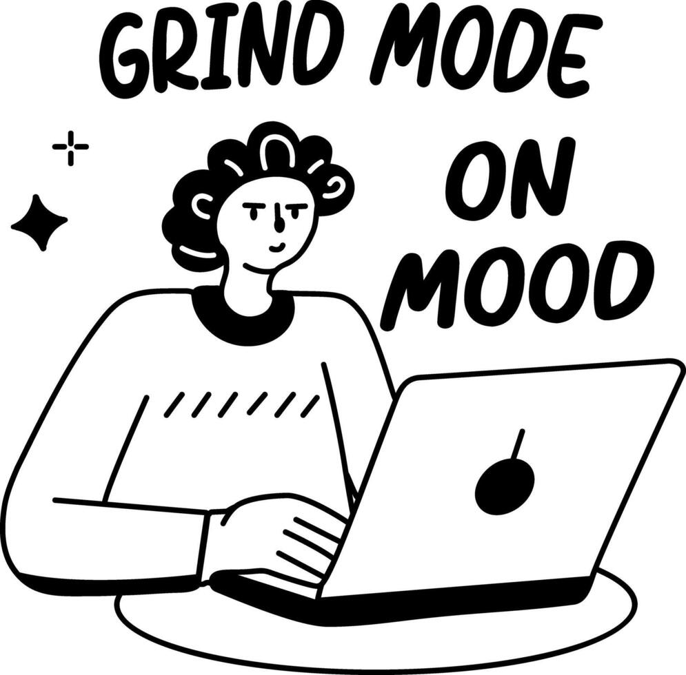 Working mood sticker in glyph style vector