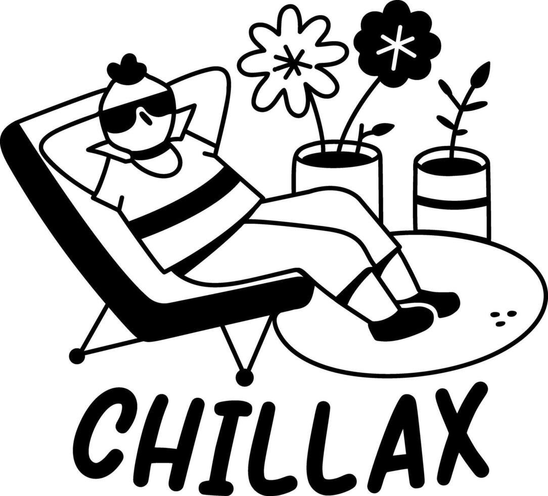 A glyph sticker of chilling character vector
