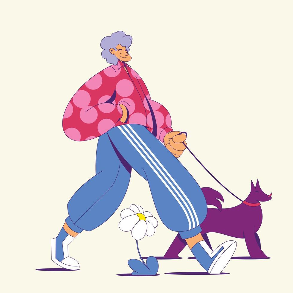 walking with pet vector
