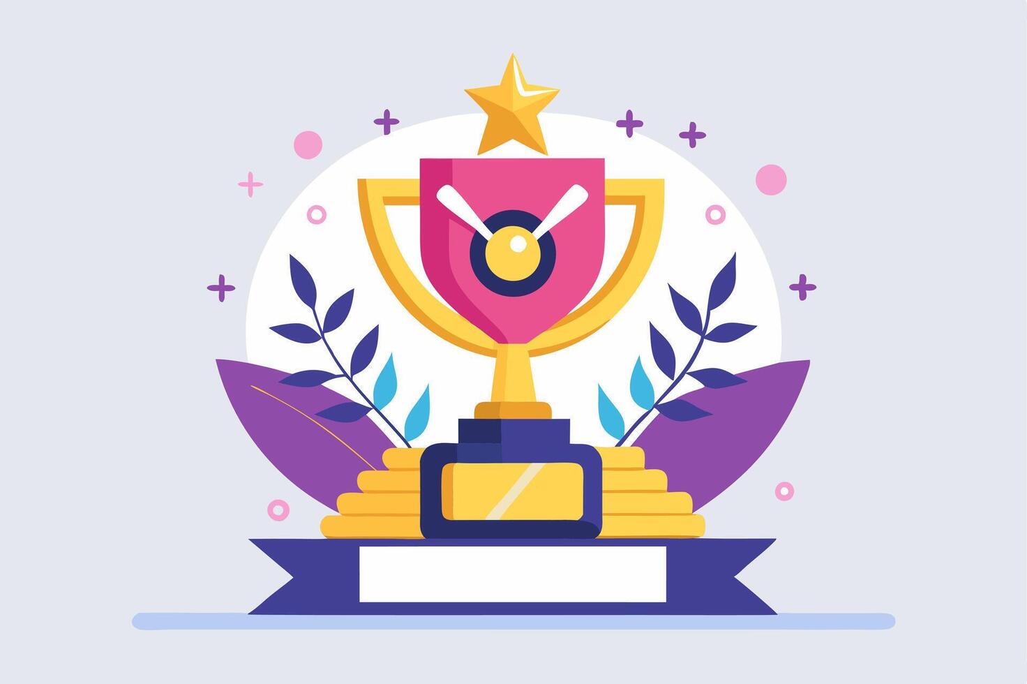 A trophy with a star on top and a ribbon vector