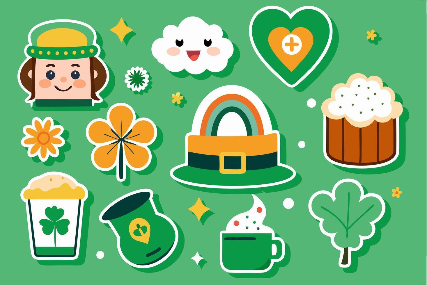 St patrick's day stickers set vector