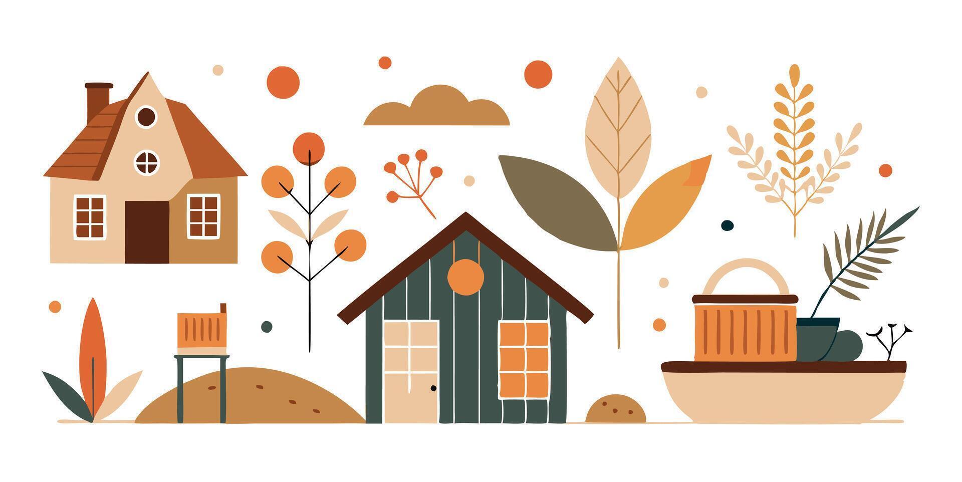 Autumn house illustration vector