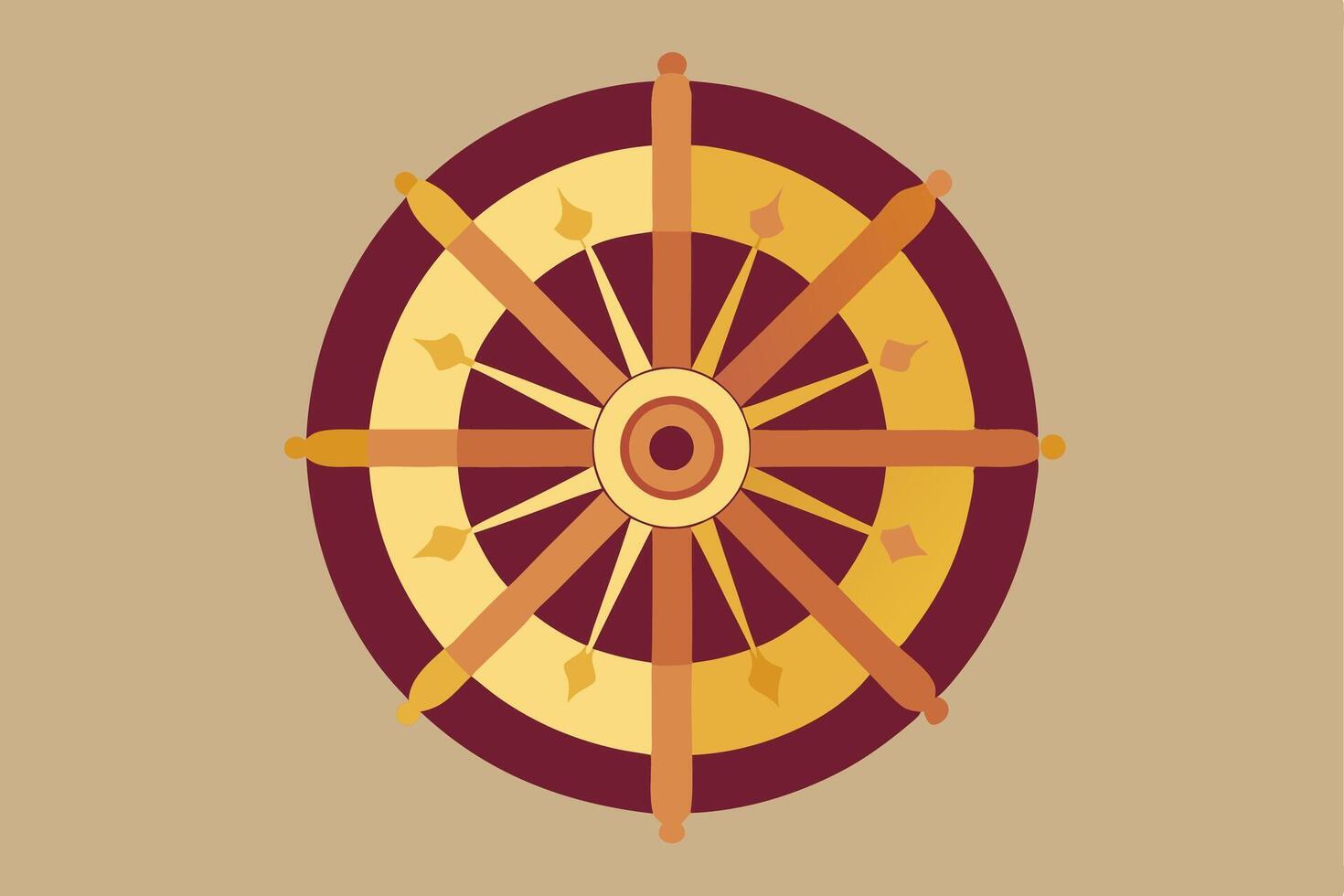 A yellow and brown wheel with a star on it vector