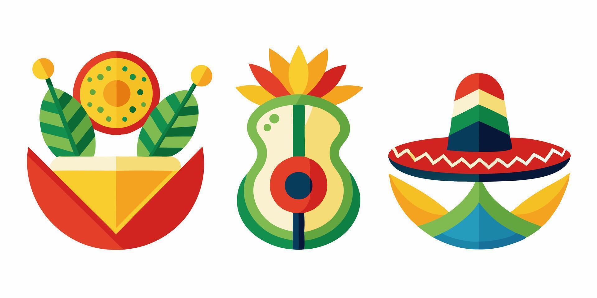 Mexican food illustration set vector