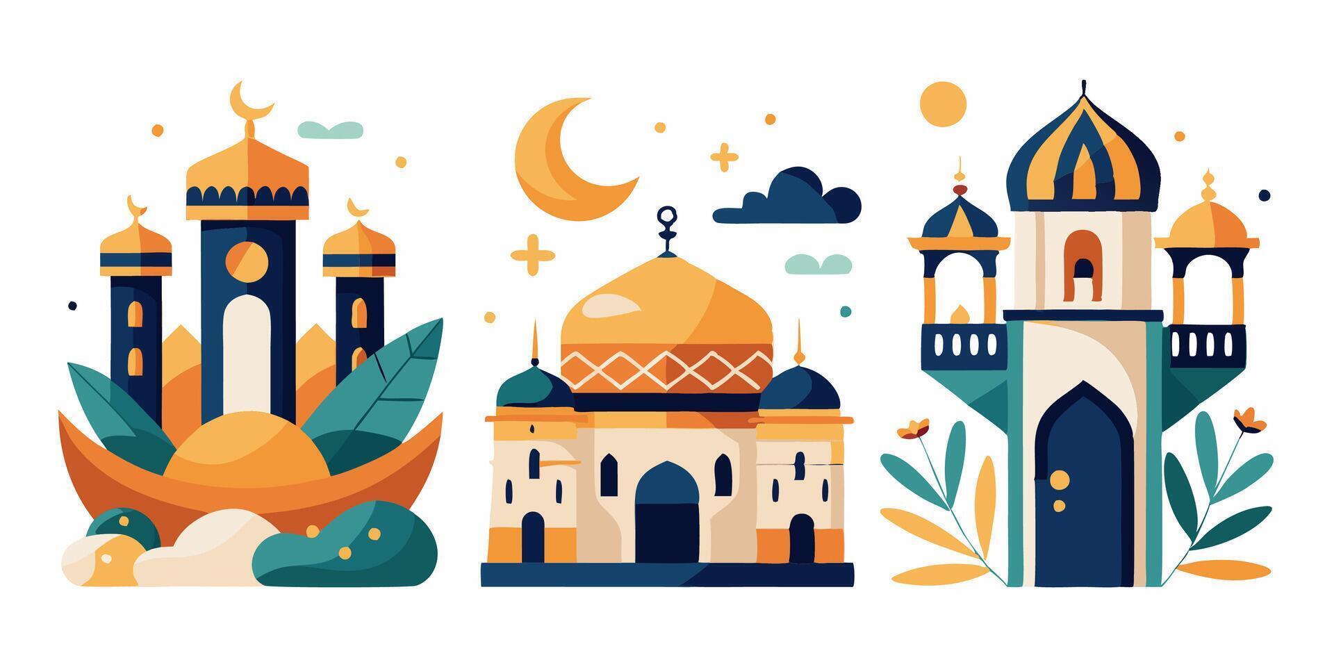 Islamic architecture illustration vector