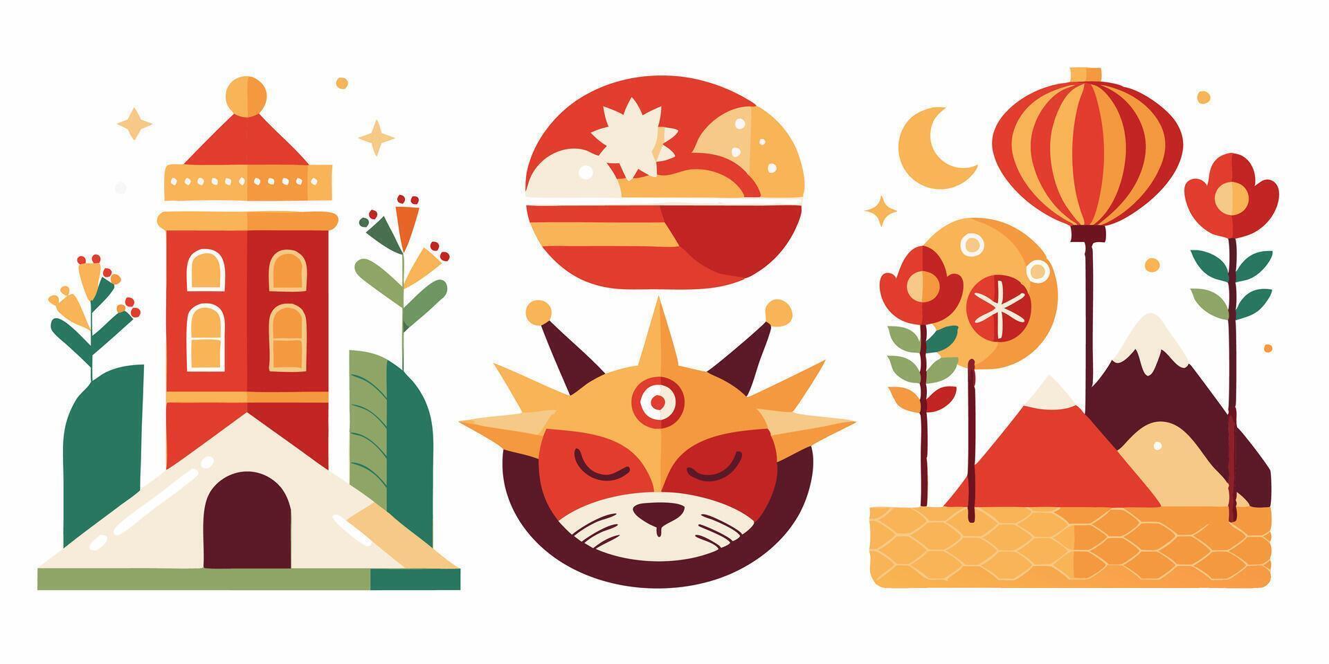 Easter illustration set vector