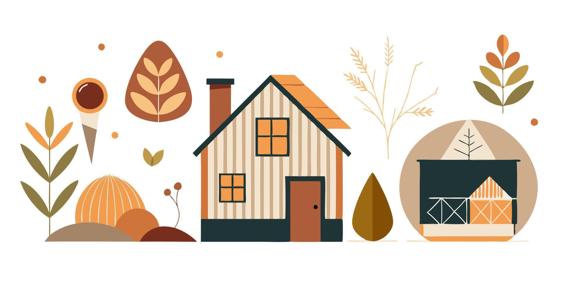 Autumn house illustration vector