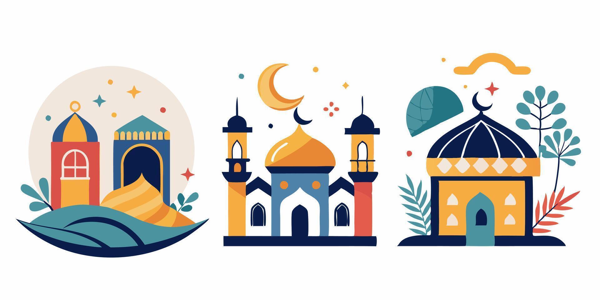 Islamic architecture illustration vector