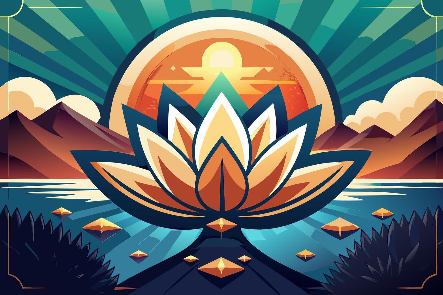 The lotus flower is shown in this illustration vector