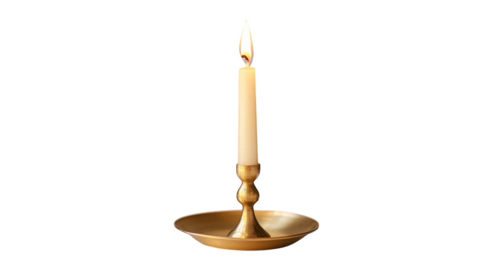 Elegant Brass Candle Holder with a Glowing Candle Perfect for Creating a Warm Ambiance in Any Room or Event. png