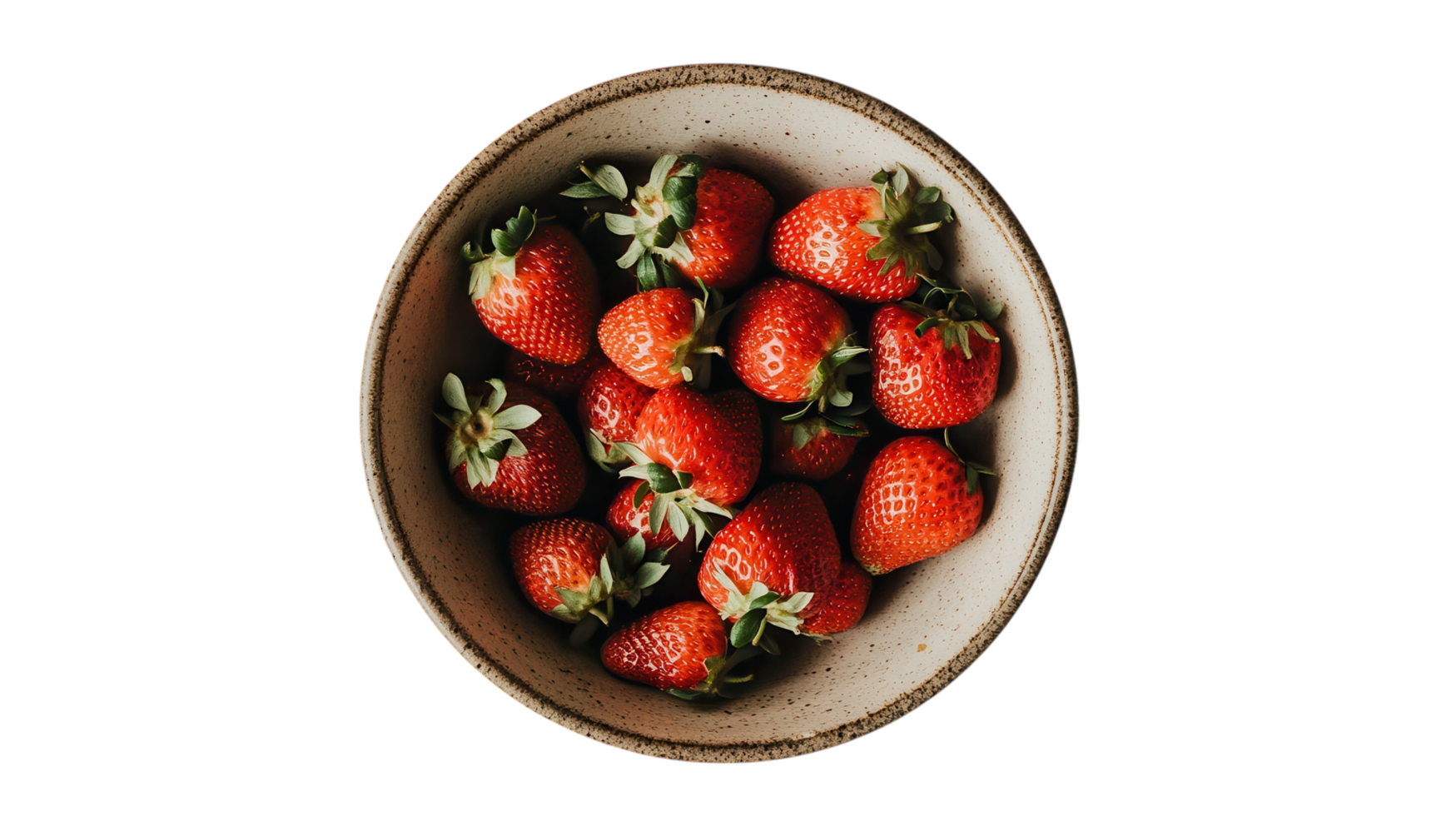 A Bowl of Fresh Strawberries Perfect for Summer Desserts and Healthy Snacking, Showcasing the Vibrant Red Color and Green Stems for a Refreshing Look. png