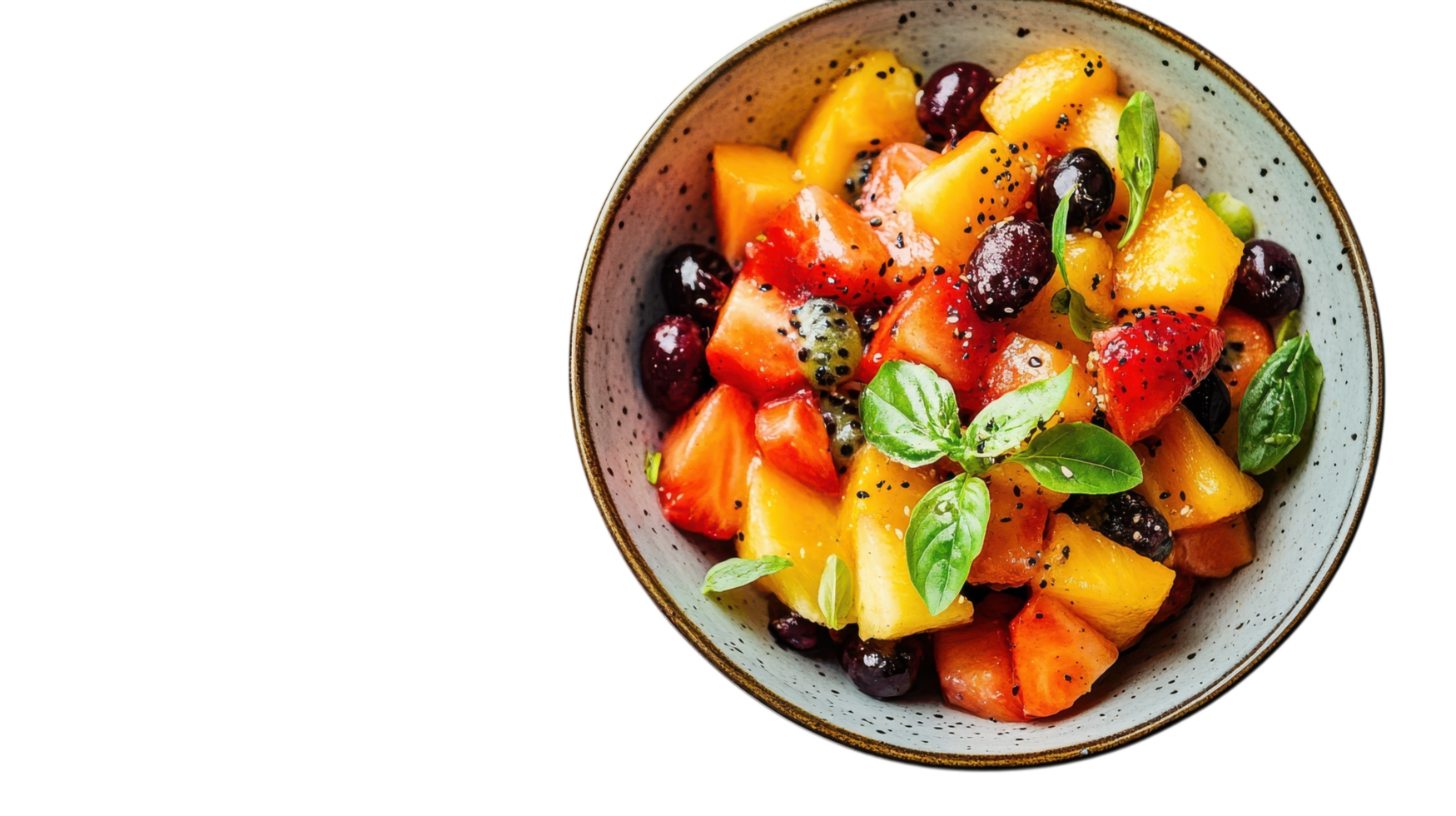A Colorful Bowl of Fresh Fruit Salad Perfect for Summer Gatherings, Healthy Snacks, and Refreshing Desserts. png