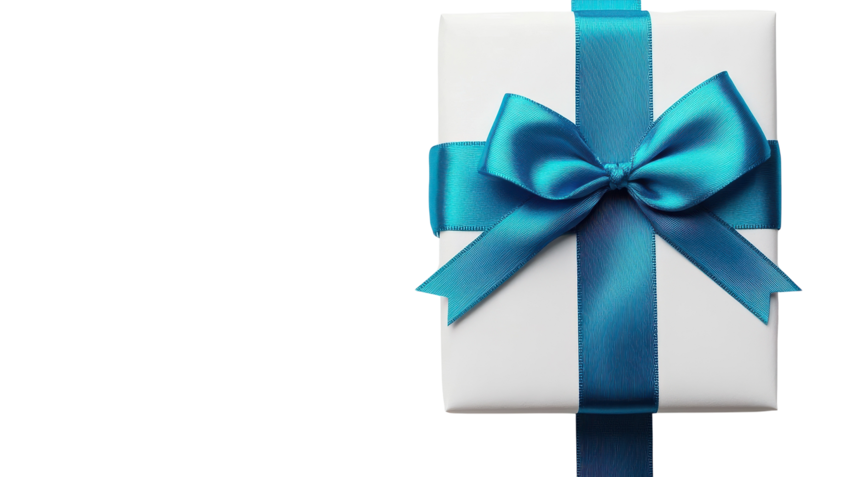 A Bright Blue Ribbon Tied in a Bow on a White Background Ideal for Gift Wrapping and Decorative Purposes. png