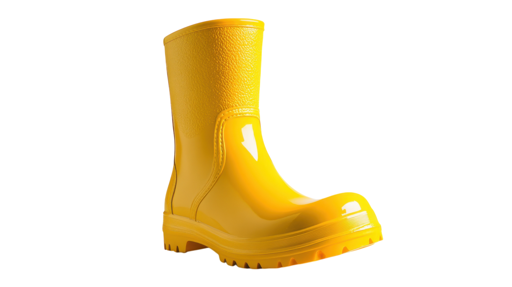 Stylish and Vibrant Yellow Rain Boot on a Crisp White Background Perfect for Fashion and Retail Use. png