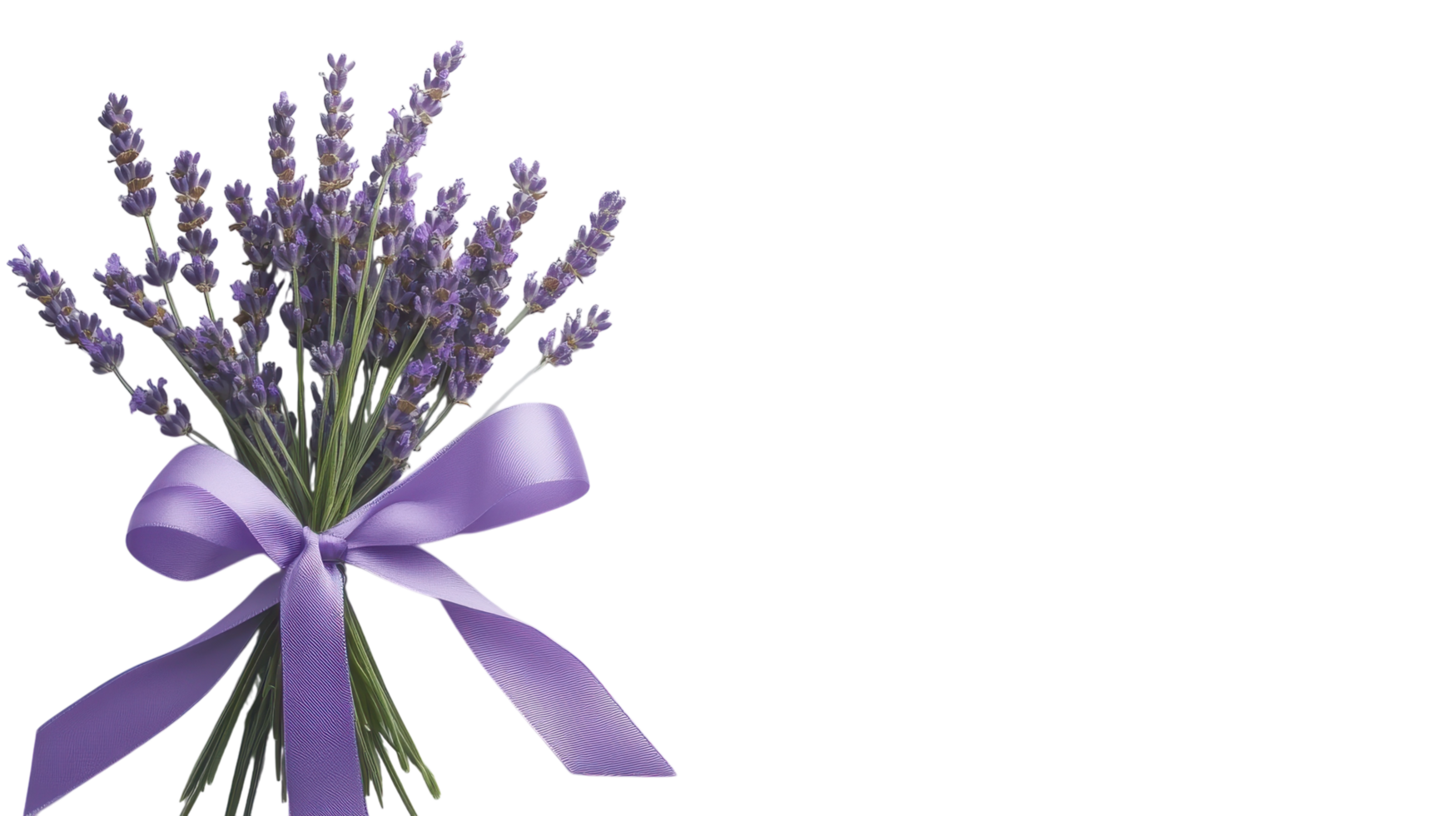 Beautifully Arranged Bunch of Fresh Lavender Tied with Purple Ribbon for Decorative and Aromatic Use. png