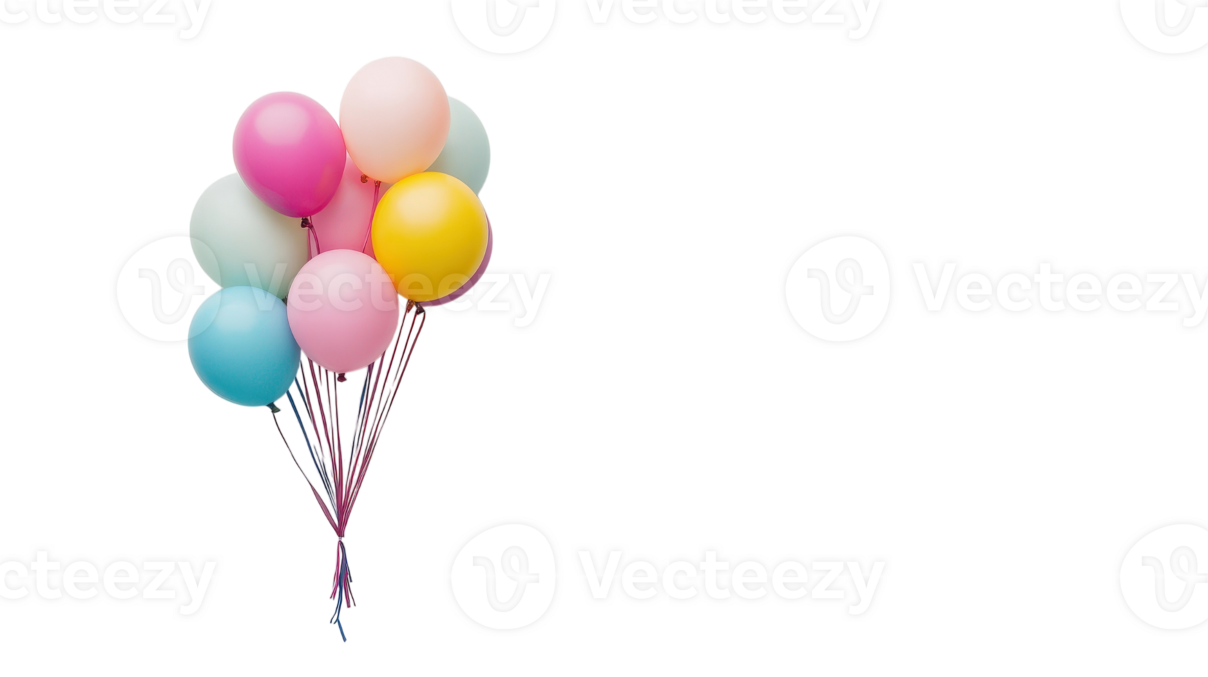 A Bright and Cheerful Bundle of Colorful Balloons Tied Together for Celebrations, Parties, and Events Aimed at Adding a Joyful Atmosphere. png