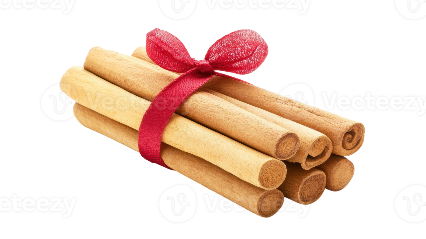 A Beautifully Presented Bundle of Cinnamon Sticks Tied with Red Ribbon for Culinary and Aromatic Uses. png