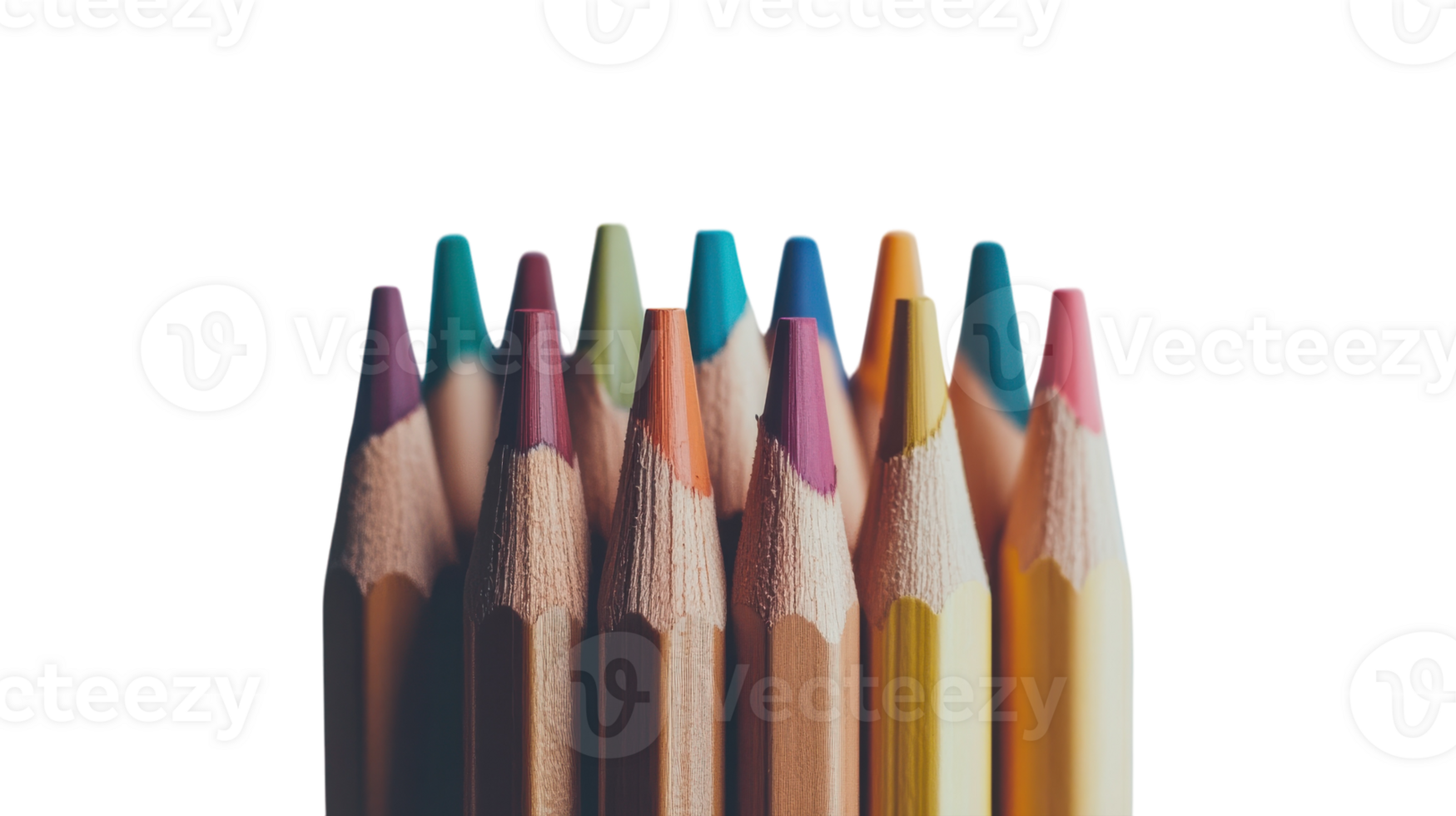 A Vibrant Bundle of Colored Pencils with Tips Fanned Out Perfect for Art Projects and Design Work. png