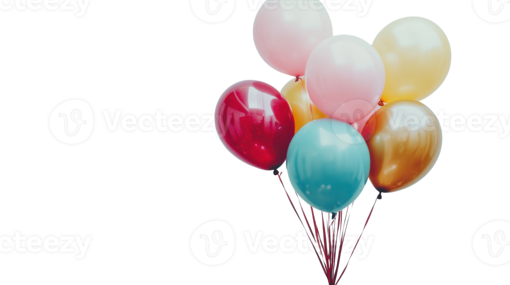 A Vibrant Bundle of Colorful Balloons Tied with String Perfect for Celebratory Occasions like Birthdays, Festivals, and Parties. png