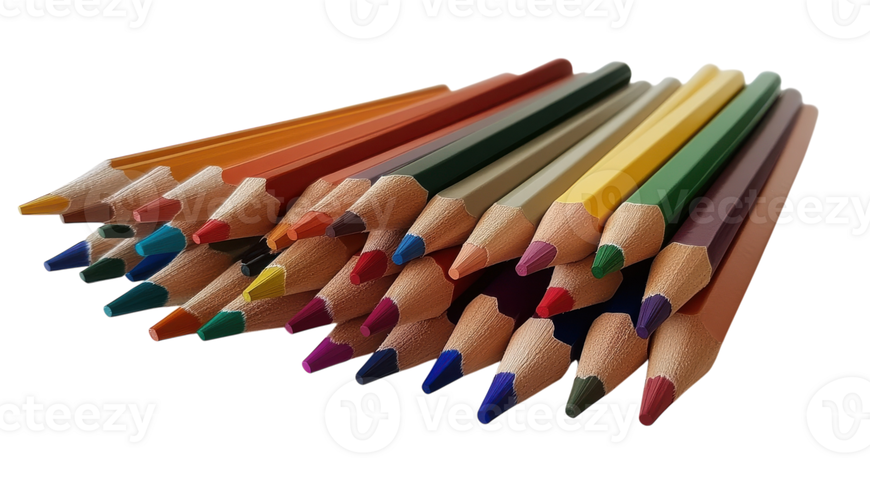 Vibrant Bundle of Colored Pencils in a Fan Arrangement Perfect for Creative Projects and Art Supplies Display. png