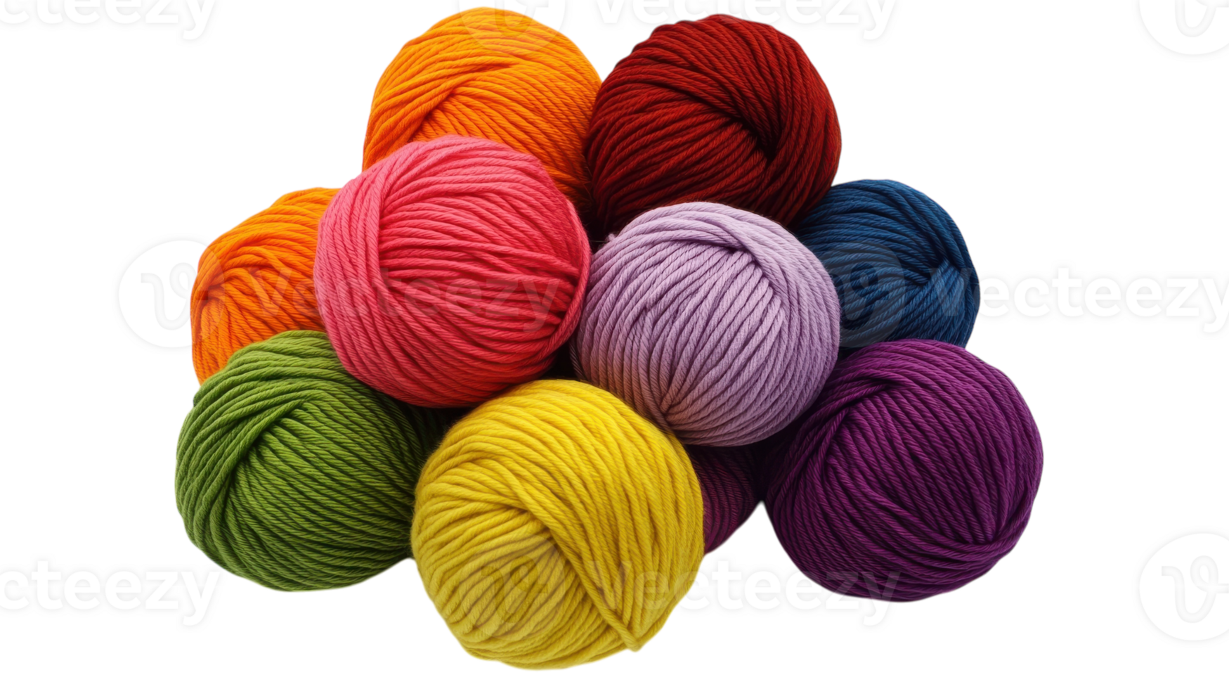 Vibrant Collection of Multicolored Yarn Balls Ideal for Crafting Projects and Textiles in Various Creative Applications. png