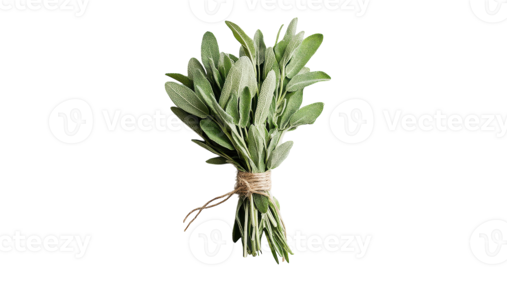 A Beautifully Arranged Bundle of Fresh Sage Leaves Tied with Twine Perfect for Culinary and Decorative Uses. png