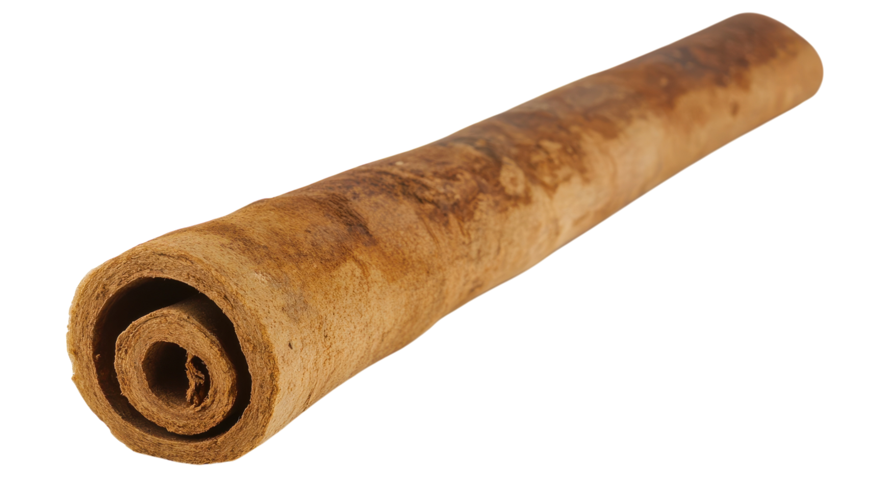 A Natural Cinnamon Stick Perfect for Culinary and Decorative Uses Featuring a Slightly Curled Edge for Visual Appeal. png