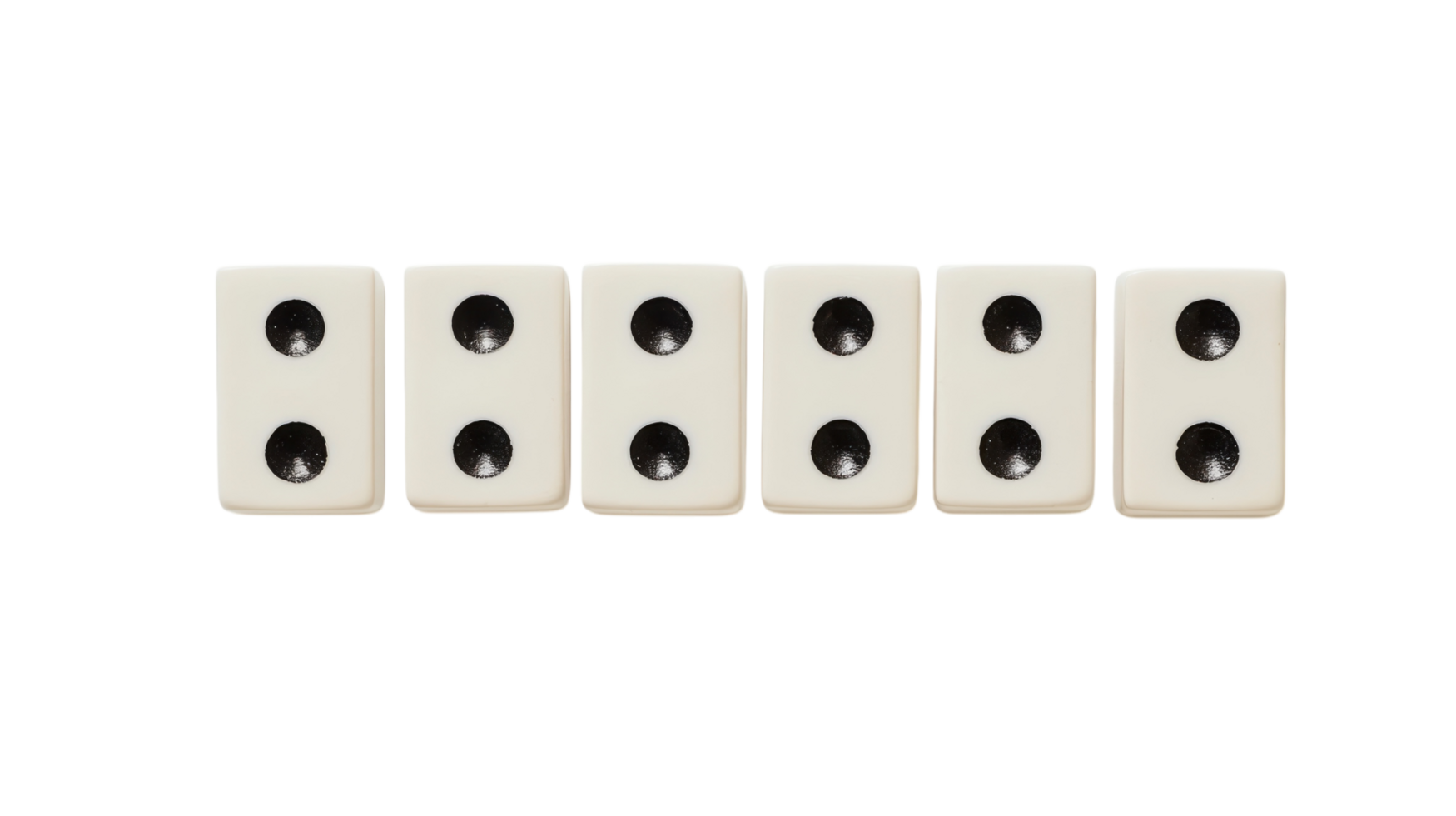 A Classic Set of Domino Tiles Lined Up in a Row for Playing and Decorative Purposes. png