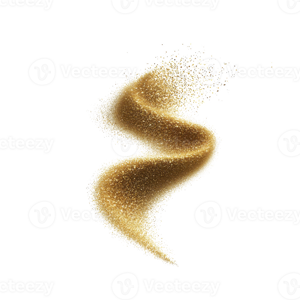 A swirling wave of shimmering gold dust on a dark background. png