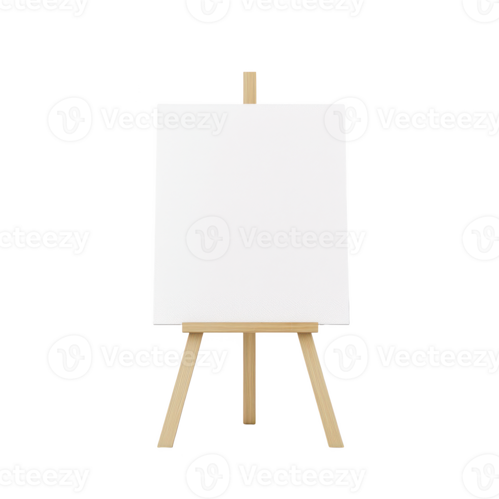 A blank canvas on an easel, ready for creativity and artistic expression. png