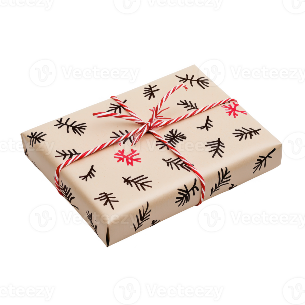 A beautifully wrapped gift with festive patterns, perfect for holidays and celebrations. png