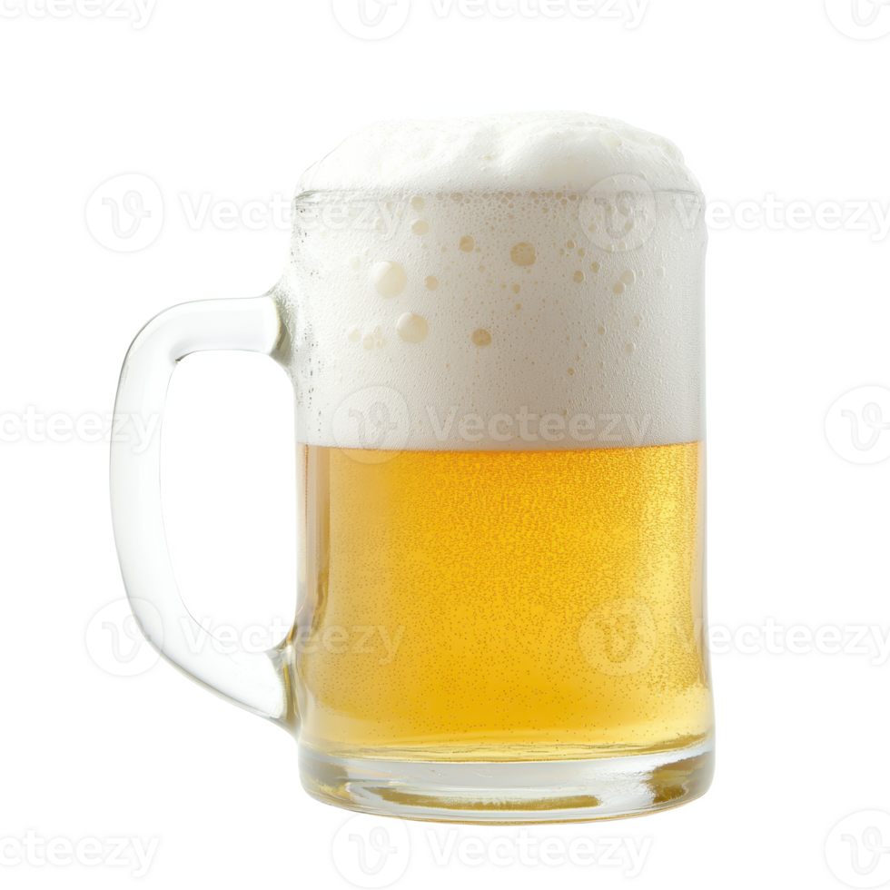 A refreshing mug of beer with frothy foam, perfect for relaxation and enjoyment. png